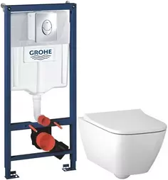 Комплект подвесной унитаз Geberit Smyle Square 500.683.01.1 + система инсталляции Grohe 38721001