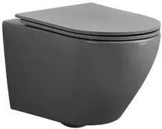 Унитаз подвесной Abber Bequem AC1101MG безободковый, с сиденьем микролифт, серый матовый