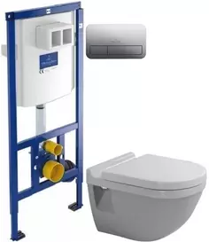 Комплект подвесной унитаз Duravit Starck 3 2200090000 + 0063810000 + система инсталляции Villeroy & Boch 92246100 + 92249061