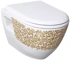 Унитаз подвесной Creavit Terra TP325-00CB00E-CA00 с функцией биде, белый/золото