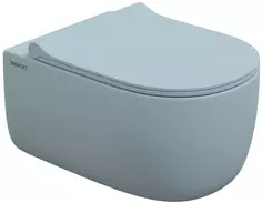 Унитаз подвесной Berges Ego XL 083229 безободковый, с сиденьем микролифт, голубой матовый