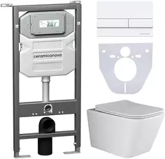 Комплект подвесной унитаз Ceramica Nova Metric CN3007 + система инсталляции Ceramica Nova Envision Flat CN1002W + CN1000