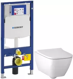 Комплект подвесной унитаз Geberit Smyle Square 500.683.00.2 + система инсталляции Geberit 111.300.00.5