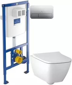 Комплект подвесной унитаз Geberit Smyle Square 500.683.00.2 + система инсталляции Villeroy & Boch 92246100 + 92249061