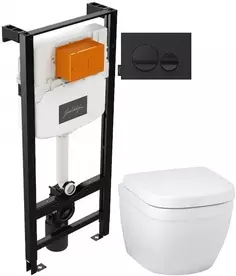 Комплект подвесной унитаз Grohe Euro Ceramic 39206000 + 39330001 + система инсталляции Jacob Delafon E24156-NF + E20859-7-BMT