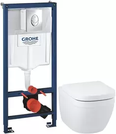 Комплект подвесной унитаз Grohe Euro Ceramic 39328000 + 39330001 + система инсталляции Grohe 38721001