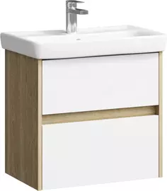 Тумба с раковиной дуб балтийский/белый глянец 60 см Aqwella City CI0106DB + UMMOD60SL/1