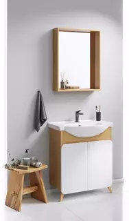 Комплект мебели дуб золотой/белый матовый 76 см Aqwella Basic BAS0107DZ + 4620008197371 + BAS0207DZ