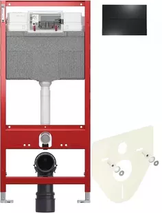 Монтажный элемент для подвесного унитаза + смывная клавиша Tece TECEsquare II черный матовый 9300302 + 9200010 + 9380014 + 9240833