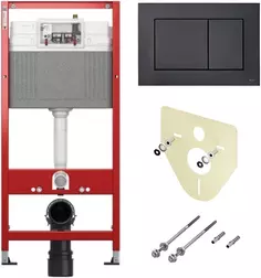 Монтажный элемент для подвесного унитаза + смывная клавиша Tece TECEnow черный матовый K440407