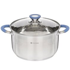 Кастрюля нержавеющая сталь, 6.5 л, с крышкой, крышка стекло, Daniks, Сиена, SD-A93-24, индукция