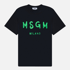 Мужская футболка MSGM Brush Stroke Logo, цвет чёрный, размер S