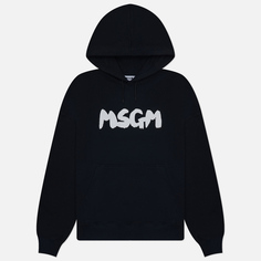 Мужская толстовка MSGM New Brosh Stroke Logo Hoodie, цвет чёрный, размер S