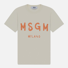 Женская футболка MSGM Brush Stroke Logo, цвет белый, размер S