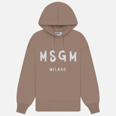 Женская толстовка MSGM Brush Stroke Logo Hoodie, цвет бежевый, размер L