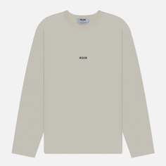 Мужской лонгслив MSGM Micrologo Basic Crew Neck, цвет бежевый