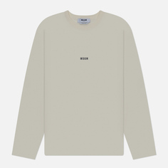 Мужской лонгслив MSGM Micrologo Basic Crew Neck, цвет бежевый, размер S