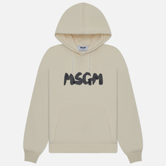 Мужская толстовка MSGM New Brosh Stroke Logo Hoodie, цвет бежевый, размер XL