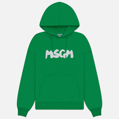 Мужская толстовка MSGM New Brosh Stroke Logo Hoodie, цвет зелёный, размер L