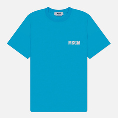 Мужская футболка MSGM Never Look Back Print Regular, цвет голубой, размер M