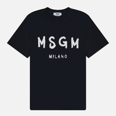 Мужская футболка MSGM Brush Stroke Logo Print, цвет чёрный
