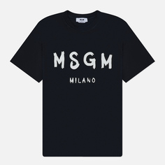 Мужская футболка MSGM Brush Stroke Logo Print, цвет чёрный, размер XL