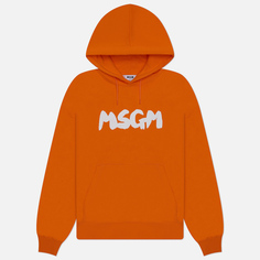 Мужская толстовка MSGM New Brosh Stroke Logo Hoodie, цвет оранжевый, размер XL