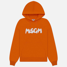 Мужская толстовка MSGM New Brosh Stroke Logo Hoodie, цвет оранжевый