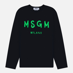 Мужской лонгслив MSGM Brush Stroke Logo Print, цвет чёрный