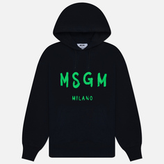 Мужская толстовка MSGM Brush Stroke Logo Print Hoodie, цвет чёрный, размер S