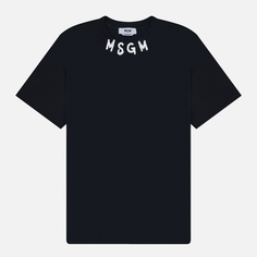 Мужская футболка MSGM Collar Brush Stroke Print, цвет чёрный, размер L