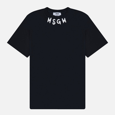 Мужская футболка MSGM Collar Brush Stroke Print, цвет чёрный, размер M