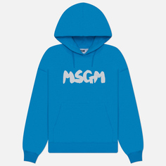 Мужская толстовка MSGM New Brosh Stroke Logo Hoodie, цвет голубой, размер XL