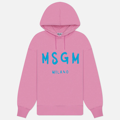 Женская толстовка MSGM Brush Stroke Logo Hoodie, цвет розовый, размер XS