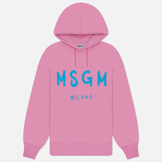 Женская толстовка MSGM Brush Stroke Logo Hoodie, цвет розовый, размер L