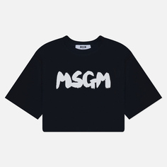 Женская футболка MSGM New Logo Brush, цвет чёрный, размер M