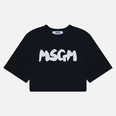 Женская футболка MSGM New Logo Brush, цвет чёрный