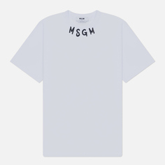 Мужская футболка MSGM Collar Brush Stroke Print, цвет белый, размер L