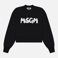 Женская толстовка MSGM New Logo Brush Print, цвет чёрный, размер L