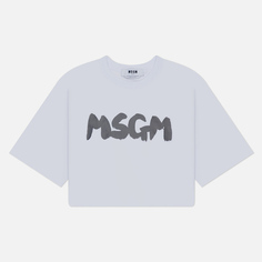 Женская футболка MSGM New Logo Brush, цвет белый
