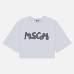 Женская футболка MSGM New Logo Brush, цвет белый, размер M