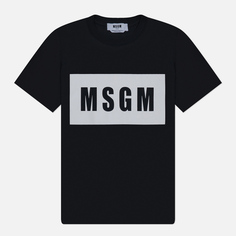 Женская футболка MSGM Box Logo, цвет чёрный, размер L
