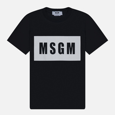Женская футболка MSGM Box Logo, цвет чёрный
