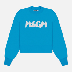 Женская толстовка MSGM New Logo Brush Print, цвет голубой, размер S