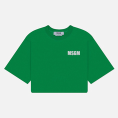 Женская футболка MSGM Never Look Back, цвет зелёный, размер S