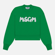 Женская толстовка MSGM New Logo Brush Print, цвет зелёный