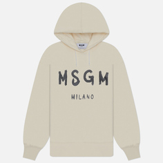 Женская толстовка MSGM Brush Stroke Logo Hoodie, цвет белый, размер L