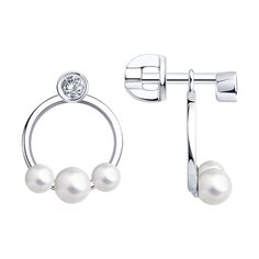 Серьги SOKOLOV из серебра с синтетическим жемчугом и фианитами