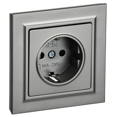 Розетки встраиваемые розетка 1 пост IEK BRITE с/з с/ш 16А в сборе сталь