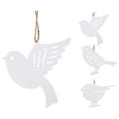 Аксессуары декоративные подвесное украшение KOOPMAN птичка в ассортименте белый металл
